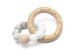 Jimmylee BEIßRING , Grau, Weiß, Kernbuche , Holz, Kunststoff, Textil , Buche , massiv , 7x3x9 cm , BPA-frei, Fsc, Reach, EN 71 , Pflegen, Schnuller & Beißringe