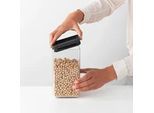 Brabantia Vorratsdose , Dunkelgrau , Kunststoff , 1,6 l , 11x20x11 cm , lebensmittelecht, luftdichter Verschluss, stapelbar , Küchenzubehör, Vorratsbehälter, Vorratsdosen