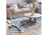 Teppich "Ameer", blau (grau, blau mix), B:120cm H:10mm L:170cm, Baumwolle, Polyester, MYFLAIR MÖBEL & ACCESSOIRES, Teppiche, Teppich, Handweb Teppich, 90% Baumwolle, handgewebt, Scandi