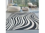 Teppich OTTO HOME "Liaa in Wellen Design, softer Kurzflor", weiß (anthra, weiß), B:160cm H:7mm L:230cm, Kunstfaser, Teppiche, Teppich, 3D-Optik, Scandi-Look, Wohnzimmer, Esszimmer, Schlafzimmer