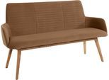 Sitzbank OTTO PRODUCTS "Alessja", gelb (curry, eiche natur), B:160cm H:90cm T:60cm, Holzwerkstoff, Massivholz, Polyester, Sitzbänke, Essbank Sitzbank, Breite 160 cm, Bezug aus Microfaser, Gestell aus Eiche Massivholz