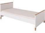 Einzelbett PAIDI "LOTTE & FYNN Steiff by PAIDI, 90x200cm Jugendliege", weiß (kreideweiß, eiche massiv, kreideweiß, eiche massiv, kreideweiß, eiche massiv), H:80,8cm L:209,7cm, Spanplatte;Eiche kreideweiß, Betten, Jugendbett Kinderbett Bettgestell, Weiß mit Eiche Massivholz, stabiles und langlebiges Bett