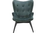 Sessel SALESFEVER "Komfortabler Relaxsessel zum Entspannen", grün, B:80cm H:92cm T:99cm, 100% Polyester, Sessel, Sessel, Zierknöpfe in der Rückenlehne