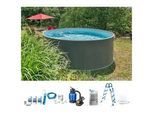 Rundpool KONIFERA "NIZZA 2", grau (anthrazit, grau), H:120cm Ø:350cm, Schwimmbecken, Rundpool, zum Aufstellen, verschiedene Größen