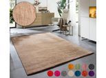 Wollteppich THEKO "Holi", beige, B:250cm H:13mm L:350cm, Schurwolle, Teppiche, Uni-Farben, leicht meliert, reine Wolle, handgewebt mit Knüpfoptik