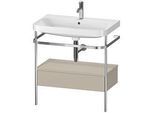 Duravit Happy D.2 Plus Möbelwaschtisch-Kombination HP4842O6060 77,5 x 49 cm, 1 Hahnloch, taupe seidenmatt, mit Metallkonsole