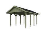 Einzelcarport SKANHOLZ "Wallgau", grün, B/H/T: 430cm x 215cm x 600cm, Carports, mit schwarzen Dachschindeln