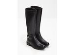 bonprix Stiefel aus Leder, schwarz, Gr.39, bequemer Stiefel aus Leder mit elastischen Einsätzen, aus Glattleder