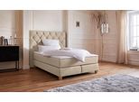 Boxspringbett HOME AFFAIRE "Harmones hoch", beige, B:163cm L:210cm, Struktur (100% Polyester), Komplettbetten, Boxspringbett, in 3 Breiten, Härtegrad auch im Mix mit je 1 Matratze in H2 und H3