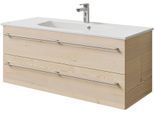 Waschtisch SAPHIR "Serie 6025 Mineralmarmor-Waschtisch mit Unterschrank, 117 cm breit", braun (polar pinie, polar pinie quer nb), B:117cm H:49,9cm T:48cm, Waschtische, Waschtisch, Waschplatz mit 2 Schubladen, hängend, verschiedene Ausführungen
