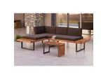 Ambia Garden Loungegarnitur , Grau , Holz, Metall , Akazie , massiv , Füllung: Komfortschaum,Polyester , L-Form, einzeln stellbar , 253x175 cm , UV-beständig , Gartenmöbel, Loungemöbel, Loungegarnituren