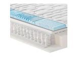FAN Gel-Taschenfederkernmatratze , Weiß , Textil , H2 , Füllung: Polyester , 140x200 cm , Made in Germany, Oeko-Tex® Standard 100, Oeko-Tex® Made IN Green , Härtegradauswahl, Über- und Sondergrößen erhältlich, Bezug abnehmbar/waschbar, Ober- und Unterseite versteppt, optimale Belüftung, für verstellbare Lattenroste geeignet, Tragegriffe, atmungsaktiv, schadstoffgeprüft, aktive Schulterzone, altern