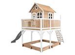 Ambia Garden Spielhaus Liam , Braun, Grau, Weiß , Holz , Zeder , 613x291x277 cm , Fsc, EN 71 , Freizeit & Co, Gartenspielzeug, Spieltürme