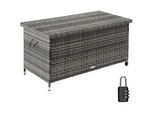 tectake Auflagenbox Kiruna,121 x 56 x 60 cm,grau , Grau , Kunststoff , Rechteckig , 56x60x121 cm , Aufbewahrung & Schutzhüllen, Gartenboxen