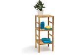 Relaxdays Badregal , Hellbraun , Holz , 36x85x35.5 cm , Badezimmer, Badezimmerregale, Badregale