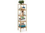 Relaxdays Badregal , Hellbraun , Holz , 34x140x33 cm , Badezimmer, Badezimmerregale, Badregale