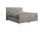 Boxbett Roma 160/200 - Hellgrau Velvet - H3 , Textil , H3 , 7-Zonen , Rechteckig , 160x200 cm , Oeko-Tex® , Schlafzimmer, Betten, Boxspringbetten