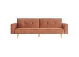 Beliani 3-Sitzer-Schlafsofa Samtstoff goldbraun Visnes , Braun, Goldfarben , Textil , 218x80x81 cm , Wohnzimmer, Sofas & Couches, Schlafsofas
