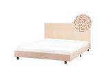 Beliani Polsterbett mit Lattenrost 160x200 cm Beige Albi , Textil , 160x200 cm , Schlafzimmer, Betten, Polsterbetten