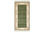 Wollteppich LUXOR LIVING "Giza", grün, B:90cm H:12mm L:160cm, Obermaterial: 100% Wolle, Teppiche, reine Wolle, handgeknüpft, mit Bordüre und Fransen