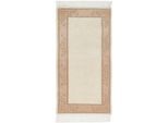 Wollteppich LUXOR LIVING "Giza", beige (creme), B:70cm H:12mm L:140cm, Obermaterial: 100% Wolle, Teppiche, reine Wolle, handgeknüpft, mit Bordüre und Fransen