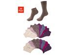 Basicsocken H.I.S, Herren, Gr. 39-42, bunt (4x taupe, 4x beige, 4x pflaume, 2x jeans, 2x lila, 2x beere, 2x alt rosa), Baumwollmischung, unifarben, elastisch, Socken, zwei Längen im Kombi Pack