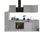 Küchenzeile RESPEKTA "Malia", grau (küche: grau, front: beton, optik, korpus: weiß, arbeitsplatte: beton, optik), B:250cm H:200cm T:60cm, Komplettküchen-Sets, Küchenzeile, Breite 250 cm, 85 cm Arbeitshöhe, in exklusiver Konfiguration für OTTO