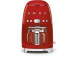 Smeg Filterkaffeemaschine , Rot , Glas , 1,25 l,1400 ml , 24.5x36.1x25.6 cm , Warmhalteplatte, Tropf-Stopp-Funktion, Entkalkungsanzeige, rutschfester Stand, Produktvorauswahl , Küchengeräte, Kaffeemaschinen & Milchschäumer