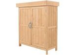 Outsunny Gartenschrank Geräteschuppen mit Doppeltür, 2 Fächern, wetterfest, Tannenholz, Natur , Fichtefarben , Holz , 43x88x74 cm , Aufbewahrung & Schutzhüllen, Geräteschuppen