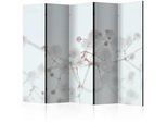 artgeist Paravent , Weiß, Beige , Holz, Textil , Kiefer , massiv , Blume , 225x172x3 cm , Motiv auf Vorder- und Rückseite , Kleinmöbel