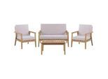 Beliani Lounge SET 4-Sitzer Hellbraun Auflagen grau Pallano , Hellbraun, Grau , Holz , Loungemöbel, Loungemöbel-Sets