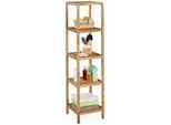 Relaxdays Badregal , Hellbraun , Holz , 36x145x36 cm , Badezimmer, Badezimmerregale, Badregale