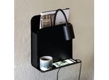 Wandleuchte Roomi mit Ablage und USB, schwarz
