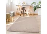 Hochflor-Teppich CARPET CITY "TOPIA 400", grau (taupe), B:200cm H:21mm L:290cm, Polyester, Teppiche, Kunstfell-Teppich mit Kaninchenfell-Optik, Haptik, Schlafzimmer