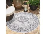 Outdoorteppich CARPET CITY "DUO RUG 5577", grau, H:5mm Ø:120cm, Obermaterial: 100% Polypropylen, Teppiche, Outdoorteppich, Wendeteppich Wetterfest In- & Outdoor, Balkon, Terrasse, Wohnzimmer