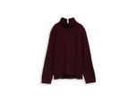 TOM TAILOR Damen Loose Fit Strickpullover mit Stehkragen, rot, Meliert, Gr. M