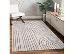 Teppich PACO HOME "Tuana 215", grau, B:160cm H:15mm L:230cm, Polypropylen (PP), Teppiche, Teppich, Kurzflor, Regenbogen, Hoch-Tief Struktur, Scandi-Look