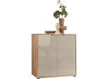 Kommode WIEMANN "Cardiff Sideboard, Wäscheschrank, teilmassiv Bianco-Eiche, 80 cm", braun, Bianco-Eiche,Front Glas Champagner, Eiche, Sideboards, Kommode, verschiedenen Ausführungen, inklusive Einlegeboden