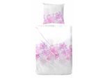 Bettwäsche PRIMERA "Zelis", pink (weiß, pink), B/L: 155cm x 220cm, 1 Stk., 1 Stk., Mako-Satin, B/L: 80cm x 80cm, 2 Stk., Mako-Satin, Obermaterial: 100% Baumwolle, Bettwäsche, Bettwäsche, mit romantischen Blumen