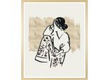 Bild mit Rahmen S.OLIVER "Lazy Girl", farbe rahmen: beige, natur, farbe bild(er): beige, schwarz, B:50cm H:70cm T:1,5cm, Holz, Plexiglas, Bilder, HD Premium Posterdruck mit Echtholzrahmen
