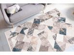 Teppich ME GUSTA "Akropolis 225", blau (grau, blau), B:120cm H:12mm L:180cm, Polyester, Teppiche, Teppich, flacher Teppich mit Baumwollrücken, attraktiver Vintage-Look