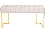 Sitzbank KAYOOM "Rare 225, Edler Touch durch goldenes Gestell", grau (taupe), B:100cm H:48cm T:47cm, Bezug: 100% Polyester (Samt) / Gestell: 100% Edelstahl, Sitzbänke, Sitzbank, samtweich, gesteppt, mit Zierknöpfen, Gemütliches, schickes Polster