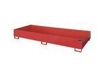 eurokraft pro Regal-Bodenwanne, 540 l Auffangvolumen, LxBxH 3250 x 1300 x 265 mm, ohne Gitterrost, feuerrot