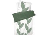 Wendebettwäsche DAMAI "Blade", grün, B/L: 135cm x 200cm, 1 Stk., 1 Stk., Renforcé (Bio-Baumwolle), B/L: 80cm x 80cm, 2 Stk., Renforcé (Bio-Baumwolle), Obermaterial: 100% Baumwolle, Bettwäsche, Wendebettwäsche, mit Blattmuster