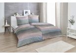 Bettwäsche PRIMERA "Strip Up Your Life", bunt (blau, grün, mauve), B/L: 135cm x 200cm, 1 Stk., 1 Stk., Satin, B/L: 80cm x 80cm, 2 Stk., Satin, Obermaterial: 100% Baumwolle, Bettwäsche, Bettwäsche, mit ineinander laufende Streifen