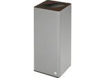 VAR Wertstoffsammler QUADRO, 70 l, aus Stahl mit Klemmring, silber / braun