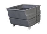 Kippbehälter, PE, ohne Traversenaufhängung, mit Rollen, Volumen 0,8 m³, grau kaiserkraft
