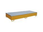 eurokraft pro Regal-Bodenwanne mit PE-Einsatz, mit Rost, 1000 l, LxBxH 3265 x 1315 x 385 mm, orange
