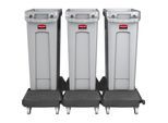 Rubbermaid Wertstoffsortierstation SLIM JIM®, 3 x 60 l, mit Kunststofffahrwagen, grau
