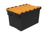 Mehrweg-Stapelbehälter, LxBxH 600 x 400 x 367 mm, schwarz/orange kaiserkraft